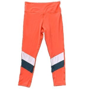 Zyia Active SZ 12 Tangerine w/ Gray/White Color blocked Workout Yoga Pants